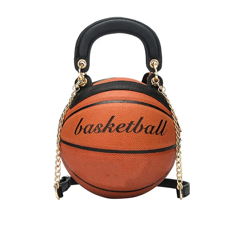 

Hot Fashion Ladies Round Bags Fancy Basketball Shape PU Shoulder Bag