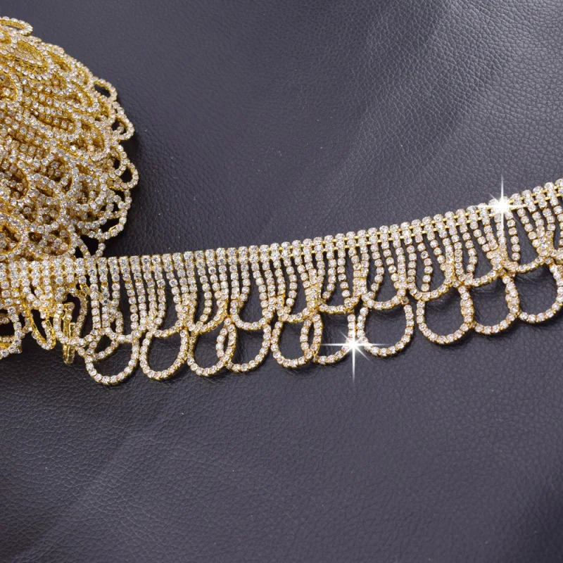 

Tassel 5 Yards Crystal Sew-on Rhinestone Chain Bling Rhinestones Trim Cup Chain Bag Shoes Dress Decoration