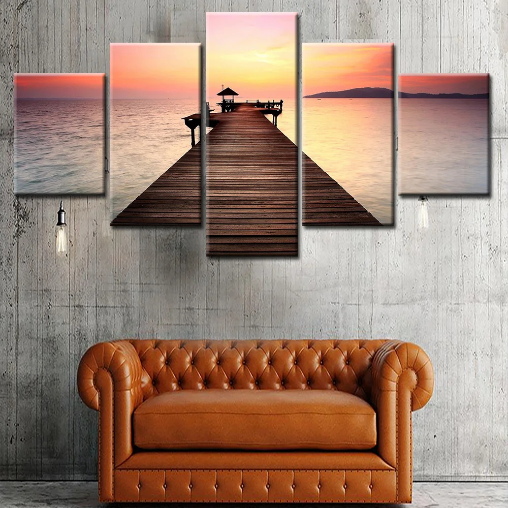 

Wall Decor Canvas Living Room Decoration Art Sunset Oil On Modern Custom Beautiful Scenery Painting