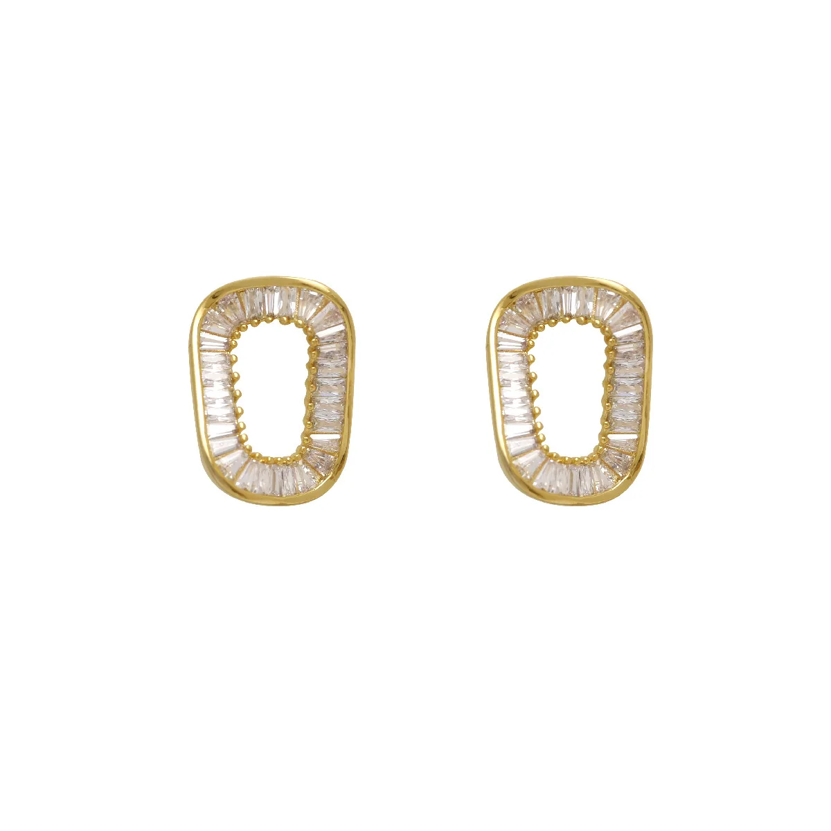 

Hot Selling Women Accessories Square Brass Earrings Zircon Hoop Earrings, As picture