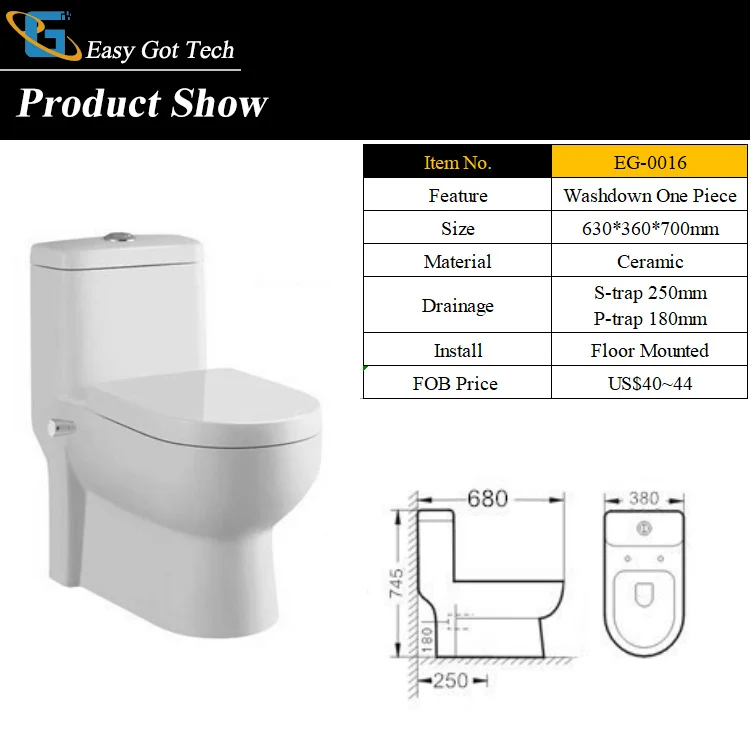 Chinese Cheap Sanitary Ware Soft  Washdown White Color One Piece Ceramic WC Toilet