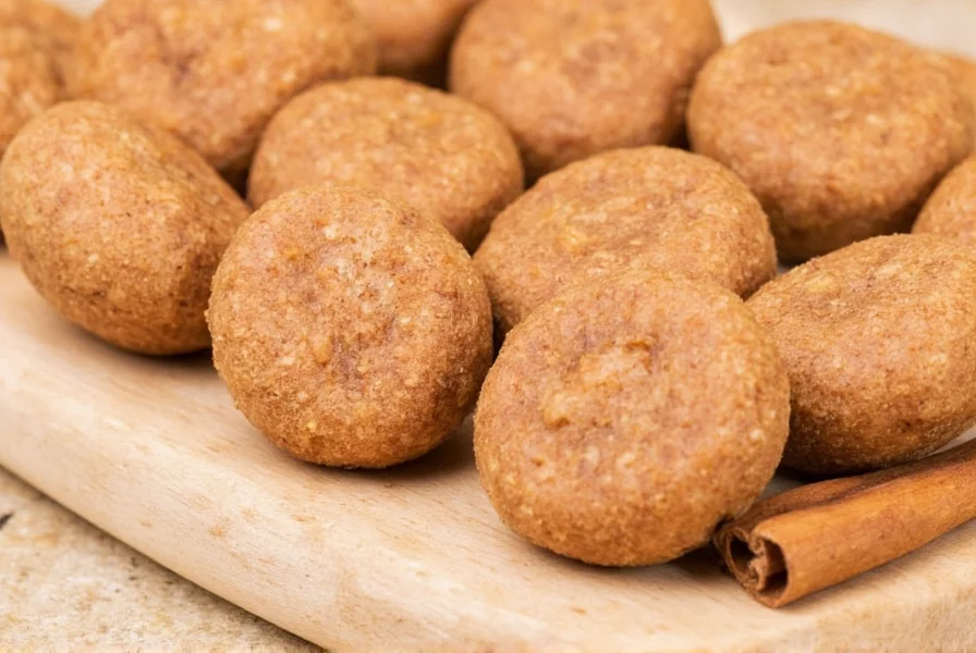 Close-up view of various cinnamon candies including red hots, atomic fireballs, and cinnamon gummies arranged on a wooden table
