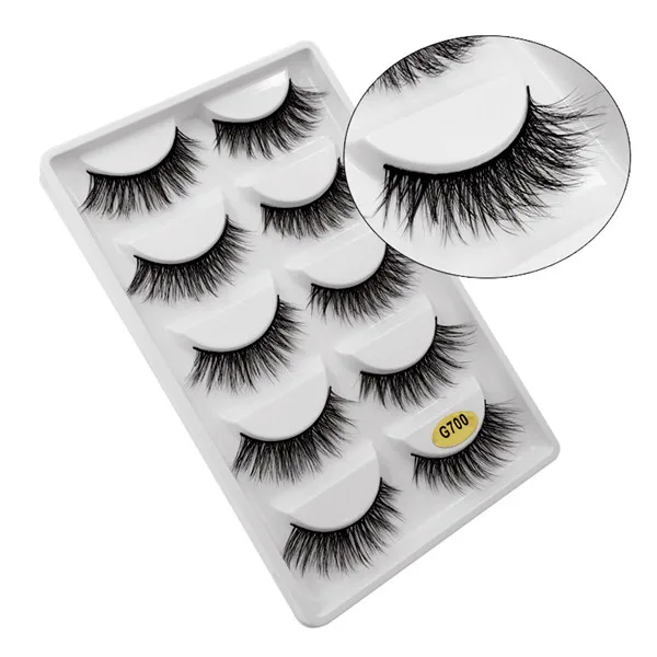 

G700 5 pairs 3D mink eyelashes natural long false eyelashes 1cm-1.5cm Dramatic Volume eyelash extension Makeup cilios