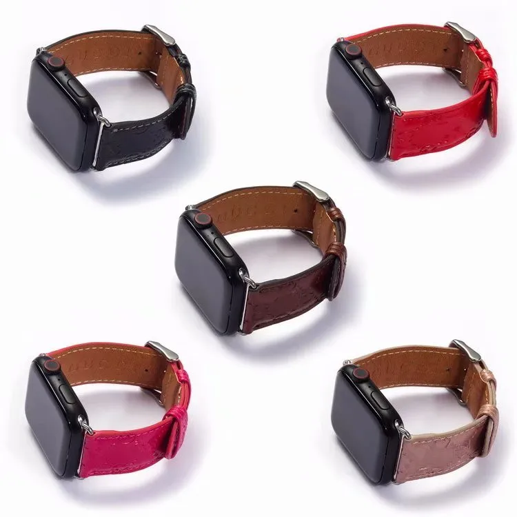 

luxury PU leather watch bands for apple watch series 6 5 SE designer Watch strap 38 40 42 44 mm High quality