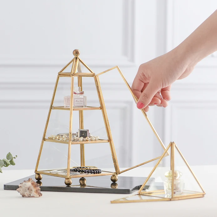 

earrings necklace table rack pyramid restore ancient home decorates box lubricious glass jewelry receive box candy show rack