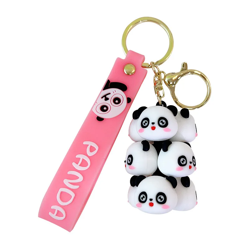 

3D Cartoon Character Anime Cartoon PVC Panda Keychains Peach Keyring Pendant Wholesale