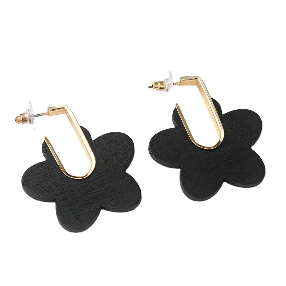 

Women geometric alloy contracted fashion hollow out wood earrings