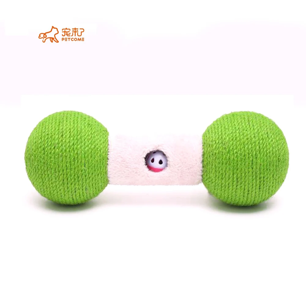 

PETCOME AliExpress New Pet Toy Ball With Bell Sisal Movable Chasing Cat Scratch Ball Barbell, As picture