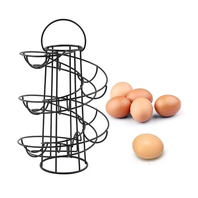 

Egg Dispenser Rack Spiral Egg Holder Kitchen Metal Egg Skelter Storage Display Rack, White/black