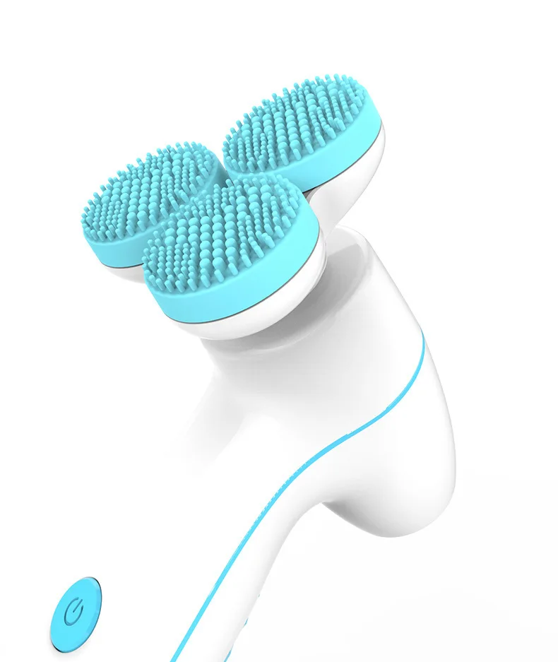 

2021 Hot Sell Face Lifting Pore Deep Cleaning Facial Cleanser Massager Brush with 3 Heads Face Brush, Pink, blue