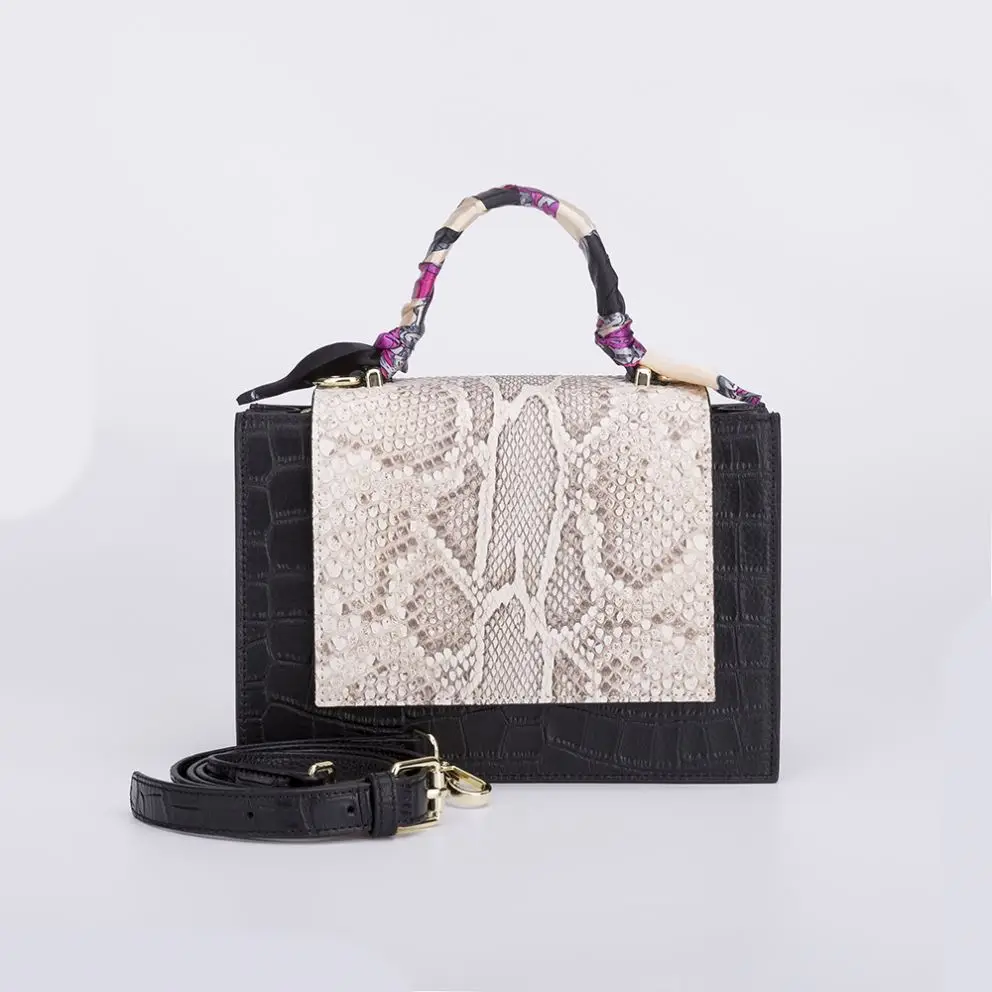 

Hot Selling Acrylic Shoulder Genuine Leather Handbags For Women Ladies Hand Bags Luxury Handbag, Snake print