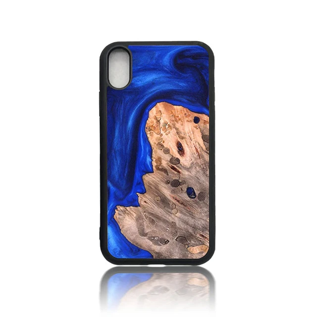 

For iPhone X XS XR customized two in one TPU PC Epoxy resin wooden phone case wood