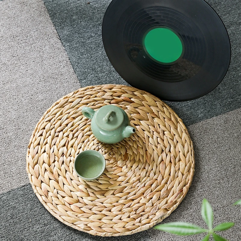 

Round Handmade Natural Gourd Straw Insulation Pad Solid Placemats Non Slip Table Mats Kitchen Accessories Decoration Pad Coaster
