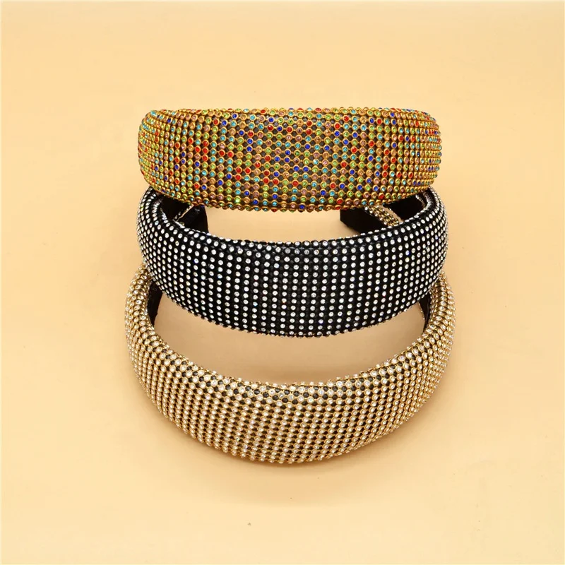 

2020 wholesale Baroque FullRhinestone sponge Headband For Women Shiny Padded Diamond Hairband, As pic