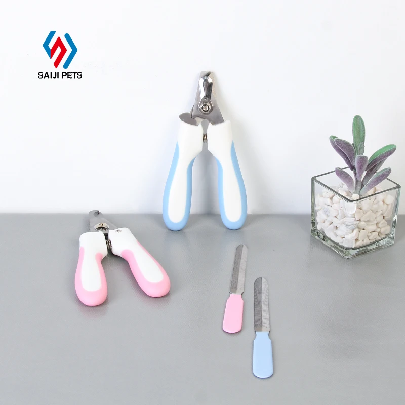 

Saiji new arrival small animal grooming tool stainless steel painless cat pet dog nail file and clipper, Blue, pink, customized color