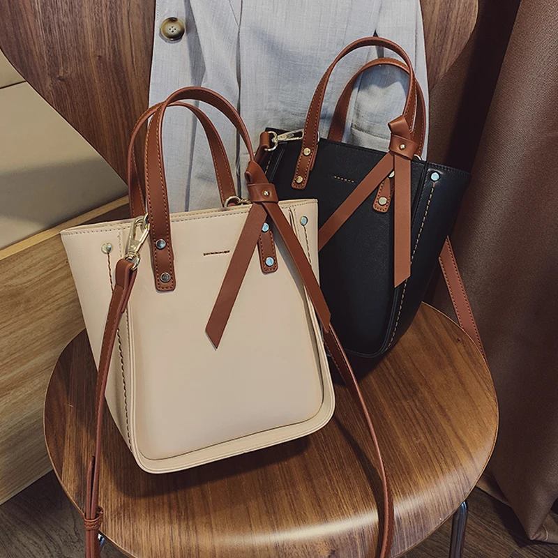 

Fashion Style Ladies cross body bags Luxury Bucket larger capacity shoulder handbag, White/black/brown