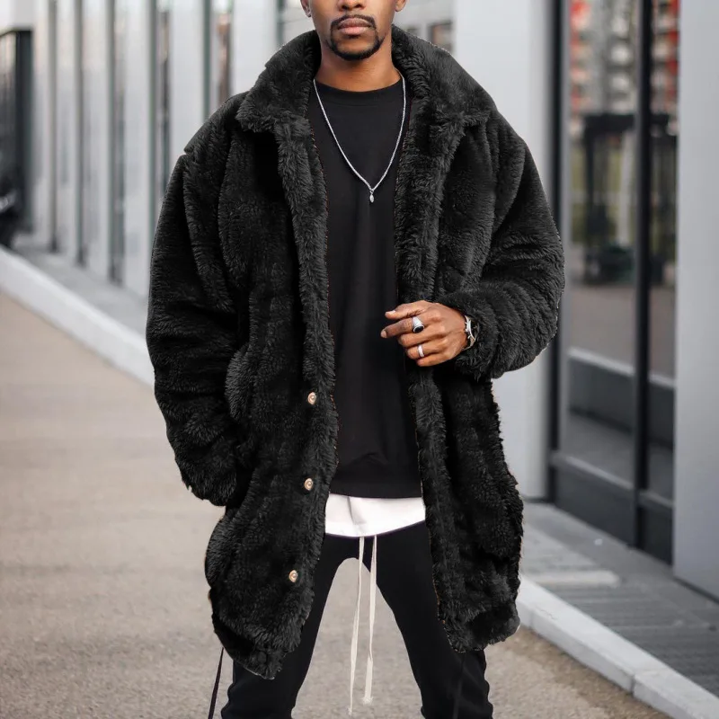 

2021 European and American foreign trade autumn and winter loose plush warm men's coat cross-border supply