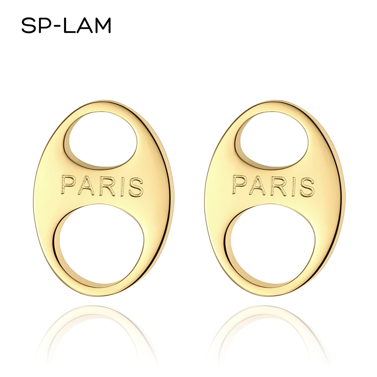 

SP-LAM Ladies Gold Design Stainless Steel Letter Jewelry Woman Designer Earring Stud