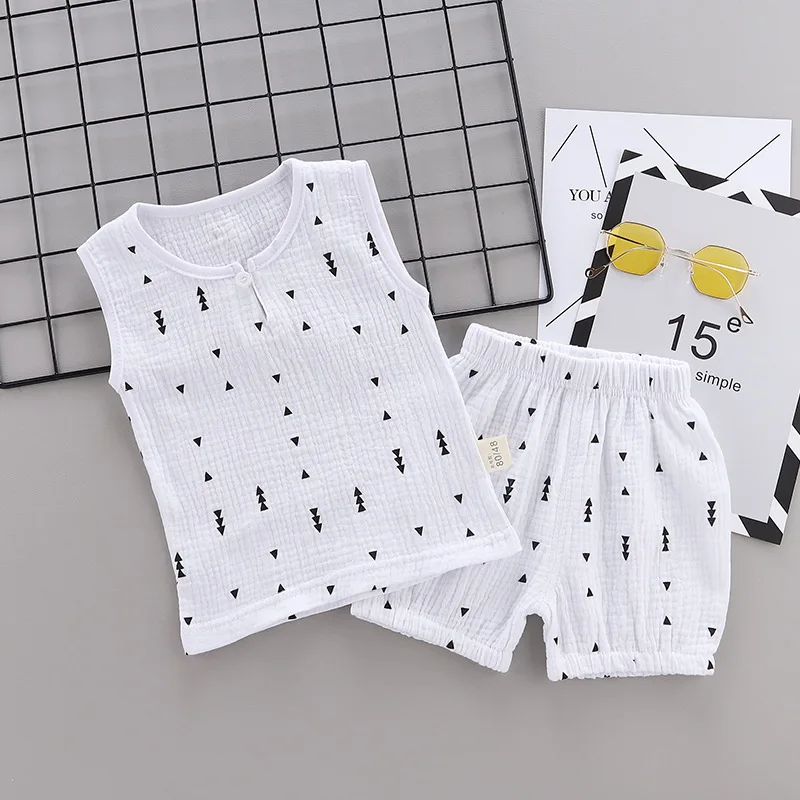 

Summer Roupas De Bebe Meninas Menino Ropa De Lino Para Bebes Infant Camisole Tank Top And Shorts Baby Boy's Suit Clothing Sets