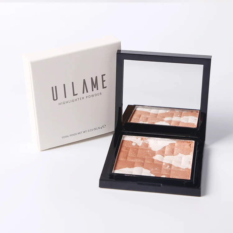 

RTS03 Custom private label high pigment long lasting highlighter palette wholesale cosmetics vendor vegan makeup highlighter, Double colors