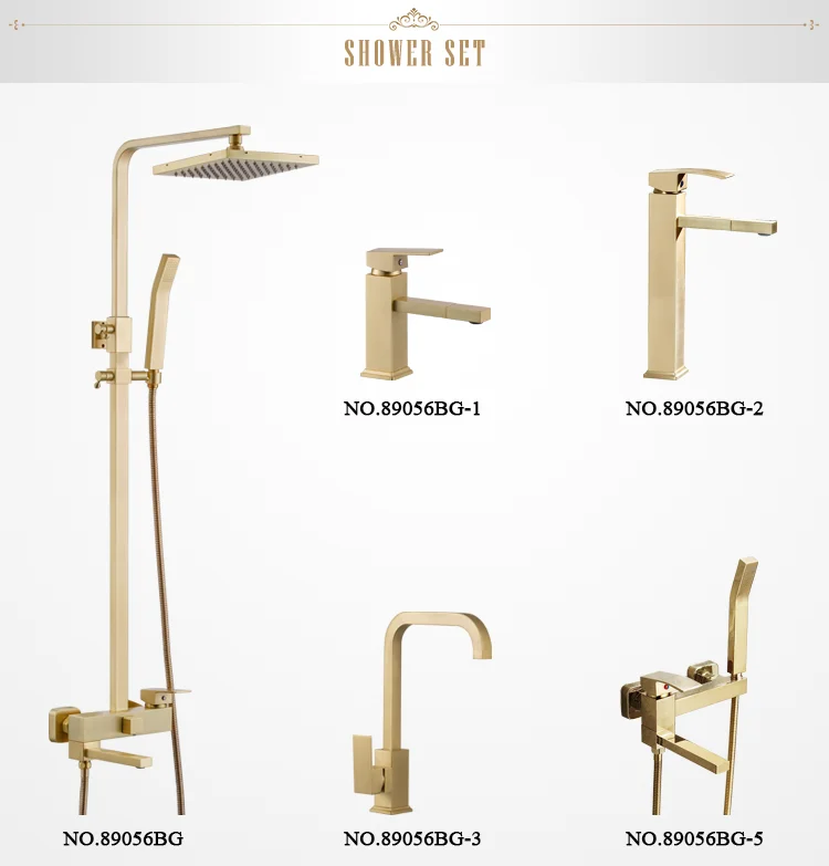 Modern Square Design Single Handle Brushed Gold Matte Gold Kitchen