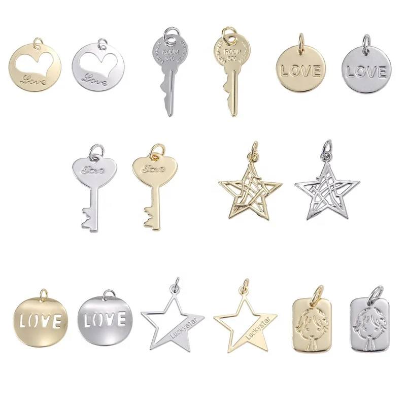 

DIY Heart LOVE letter charms pendant key Hollow out the stars charms pendant Custom Pendant for Women and Men Necklace, Picture show