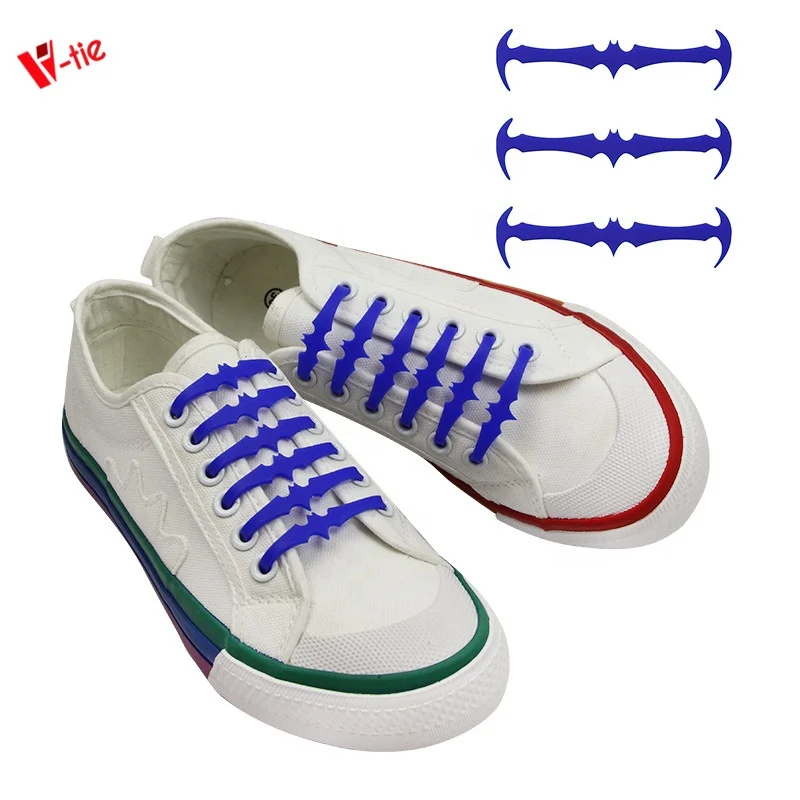 

New Colors elastic shoelaces Bat Silicone No Tie Shoelaces for Adults Sneakers 16pcs Free sample