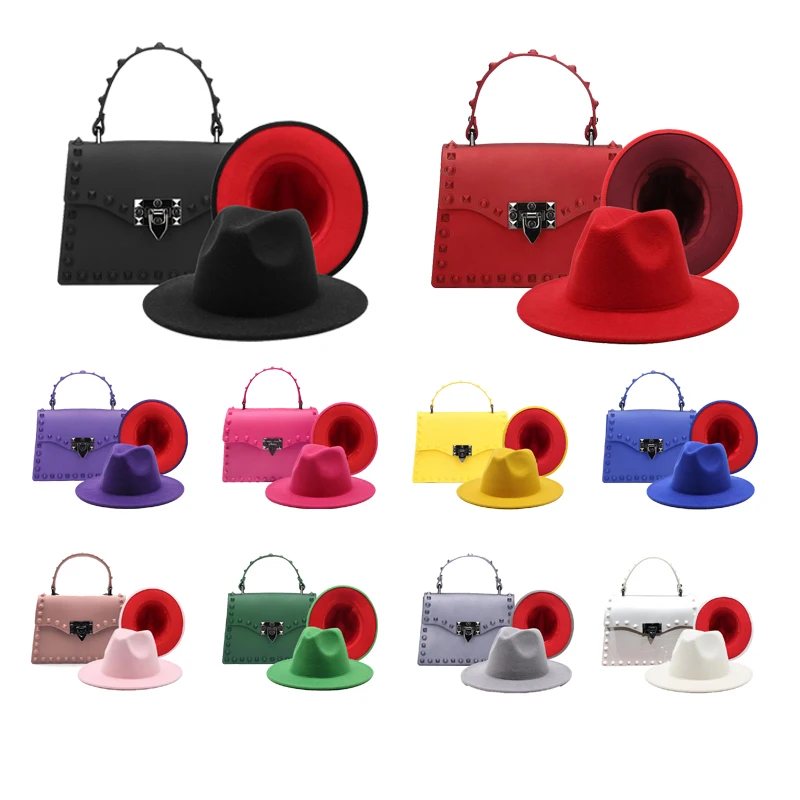 

matt rivet PVC ladies handbags hat and purse sets popular women hand bags chain shoulder jelly purses and handbags for women, Multy color to choose