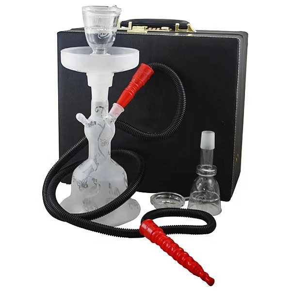 

Al fakher Glass Shisha Hookah Promotion Glass Hookah Manufactures With PU Leather lock Case, White, clear or other colors