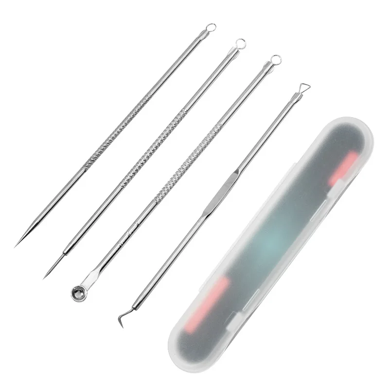 

Wholesale stainless steel 2CR13 acne needle suitable for facial care to remove blackhead acne needle 4-piece set, Silver