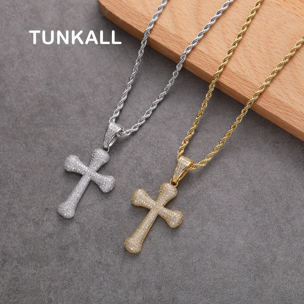 

CN373 Cross pendant necklace Iced out Chain for men Brass jewelry Zircon bling hip hop Party gift