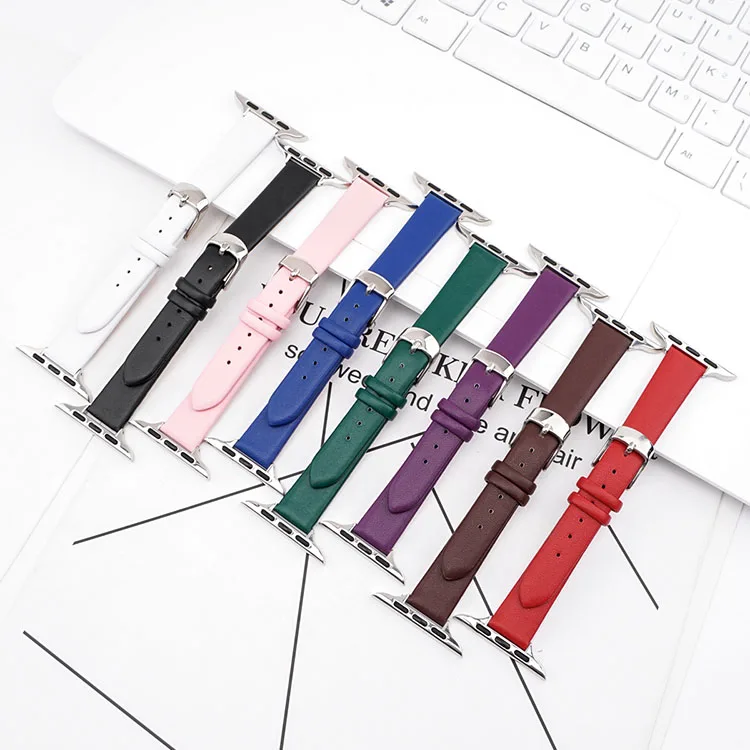 

Yunse Top Grain Genuine Cowhide Leather Watch Straps 38mm 40mm 41mm 42mm 44mm 45mm Suitable for Whole Series Apple Watch, 8 colors