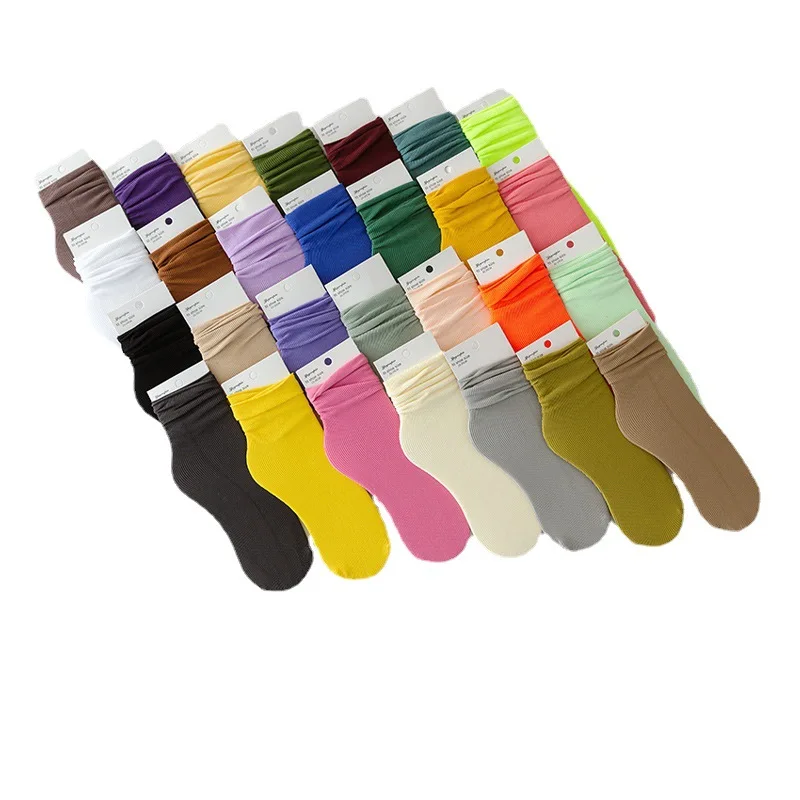 

HRUN high quality scrunch socks slouch socks for women solid color, Custom color