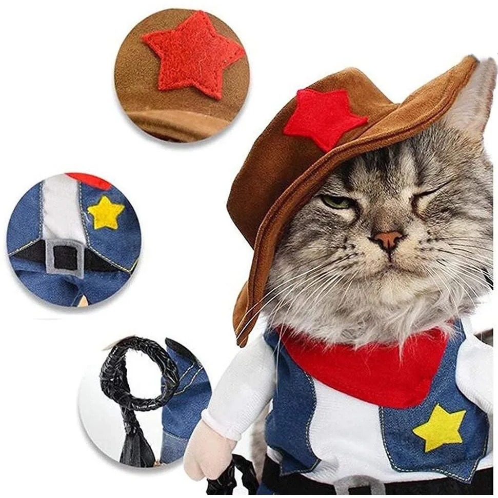 

Amazon Hot Selling Lovely Anime Pet Cowboy Cosplay Costume, Colorful Thicken Light Weight Funny Pet Dog Clothes, Multi colors