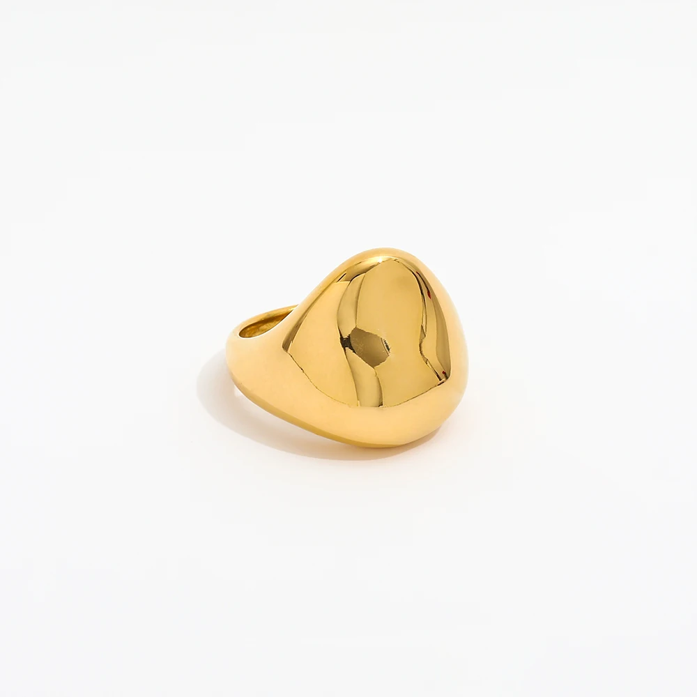 High End 18K PVD  Waterproof Hammered Concave Irregular Chunky Stainless Steel Rings  FFashion Jewelry