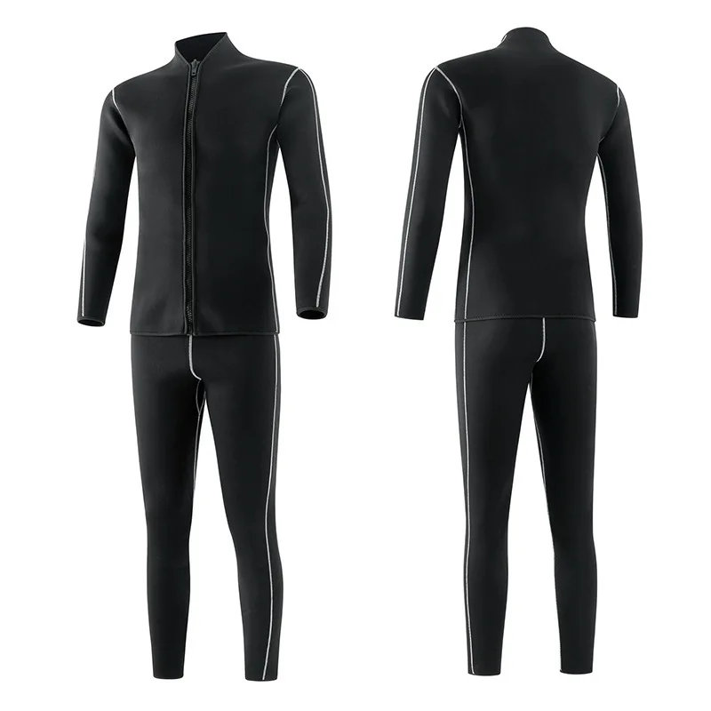 

Professional deep dive fish hunting suit 3/5mm outdoor black zipper warm separate combinaison surfing wetsuit, 2 colors