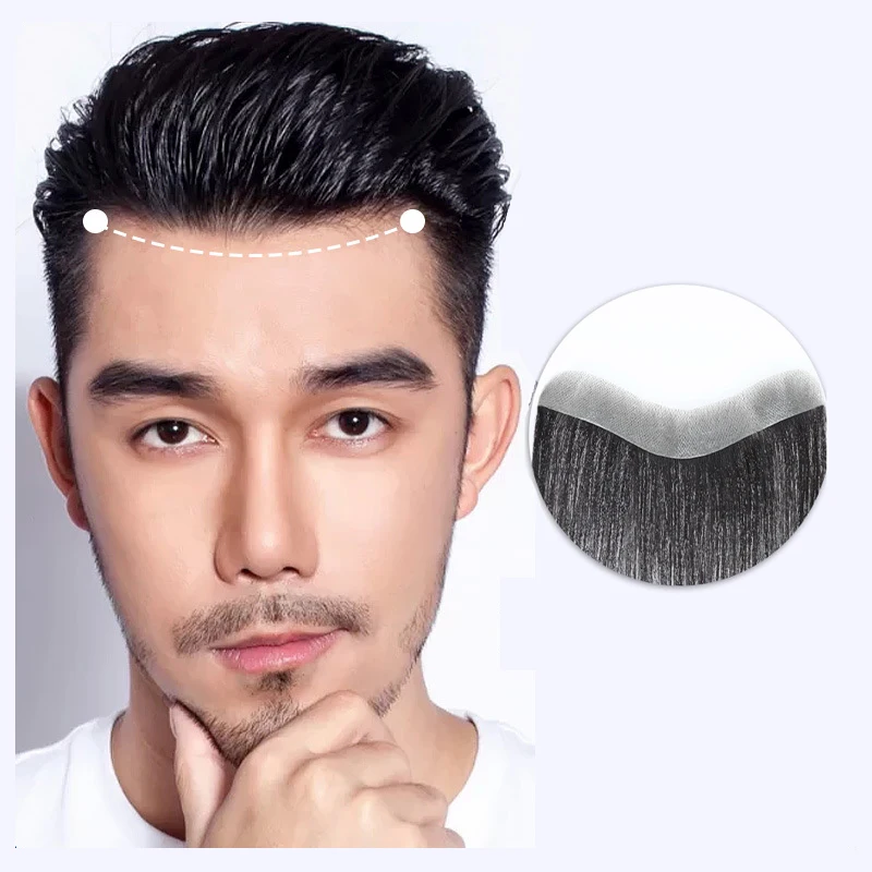 

15cm Lace Front Fake Wigs Natural Hair Line Mens Hairline Toupee For Men