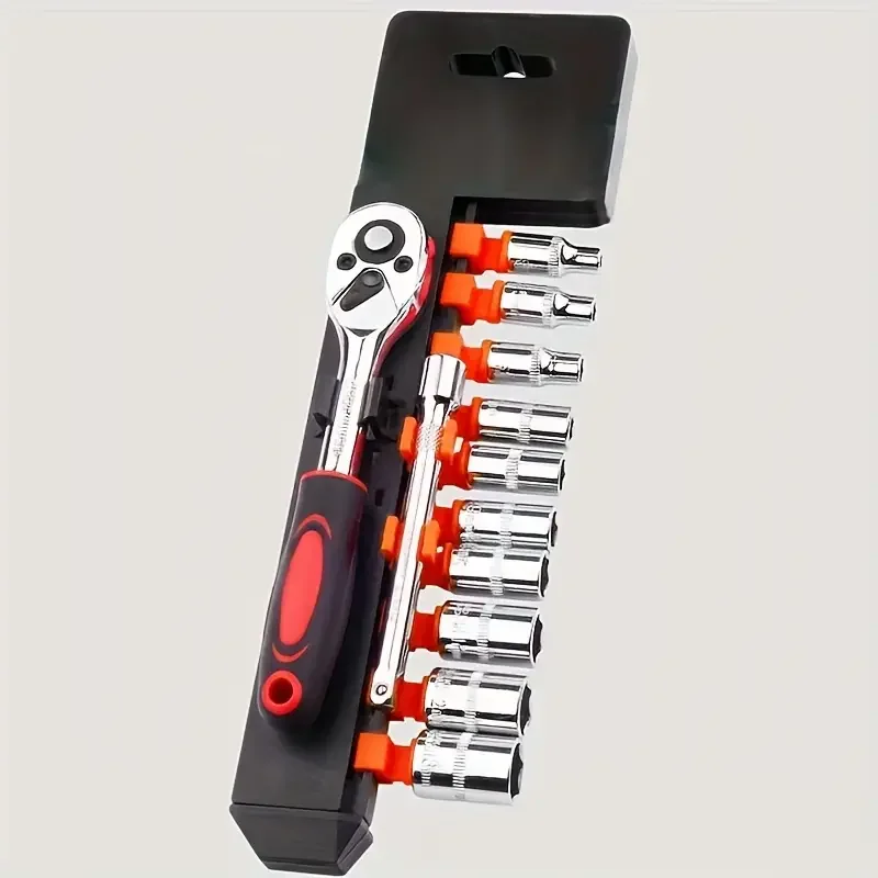 12pcs GOF Ratchet Bicycle Repair Wrench Set 1/4'' 1/2'' Universal Automotive Tool Multifunction Plastic Handle Carbon Steel CRV