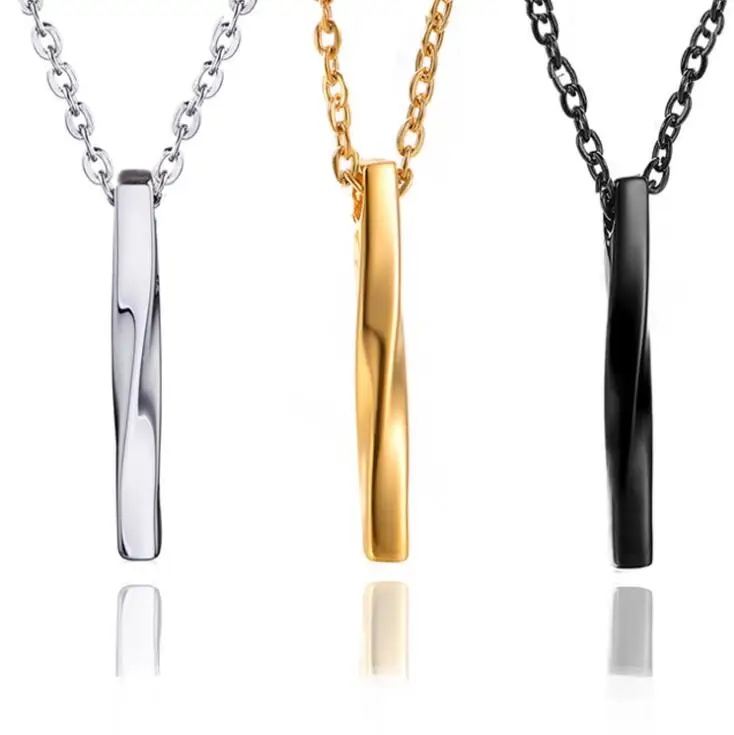 

Korean version of the long bar jewelry creative twisted titanium steel geometric decoration men's accessories clavicle chain