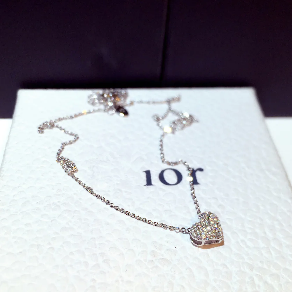 

High quality Real Gold Plating Zirconia Diamond Heart Pendant Necklace for Women Girls, Picture