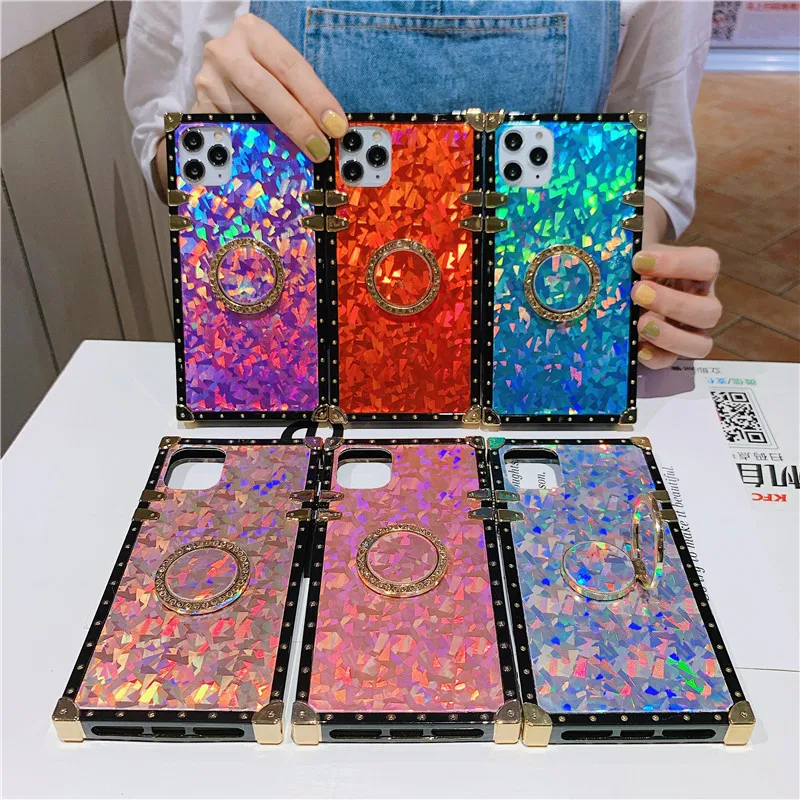 

hot selling 2020 custom luxury women square cell phone accessories tpu shockproof for iphone 11 12 pro max case cover