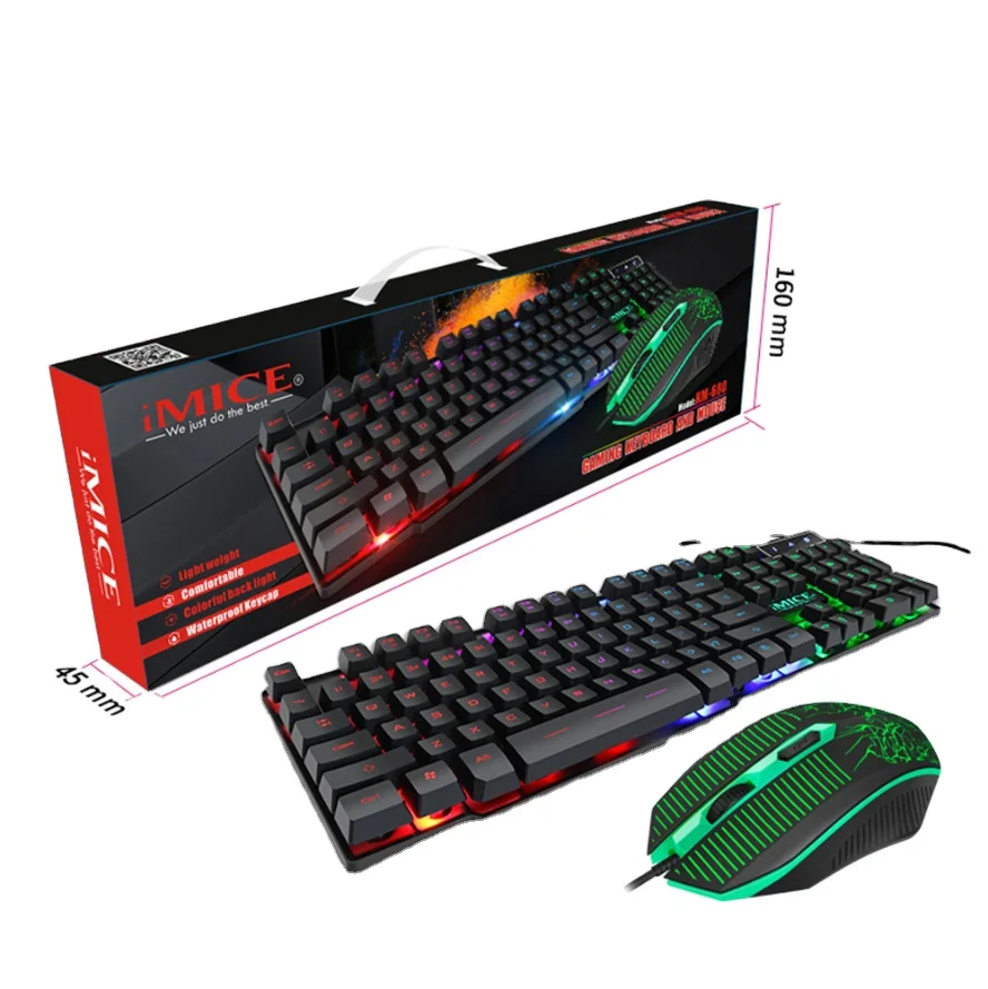 

Game mouse and keyboard set Wired backlight mechanical feeling keyboard Gamer kit Silent Gaming Mouse Set for PC Laptop