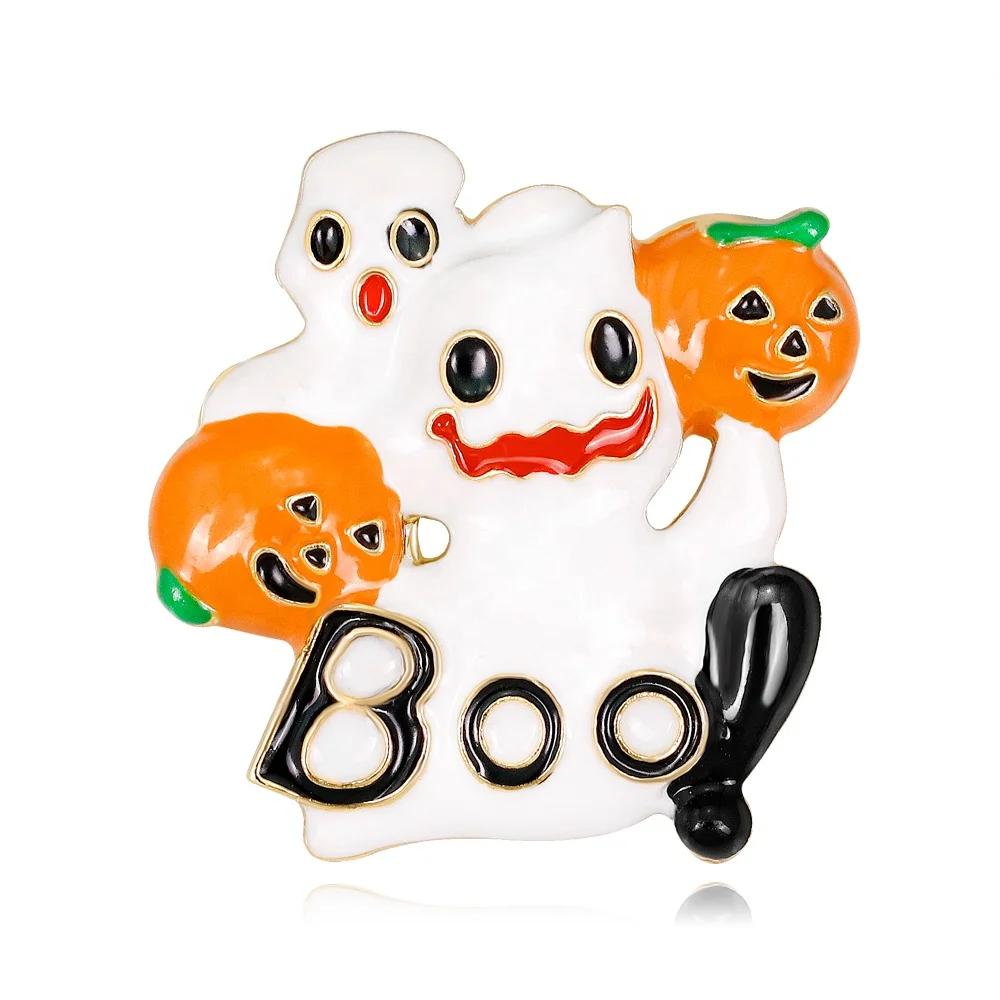 

Cute Cartoon Trick Or Treat Ghost Pumpkin Head Christmas Decoration Brooch