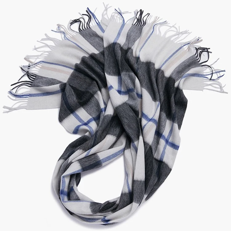 Checked Wool Scarf Shawl