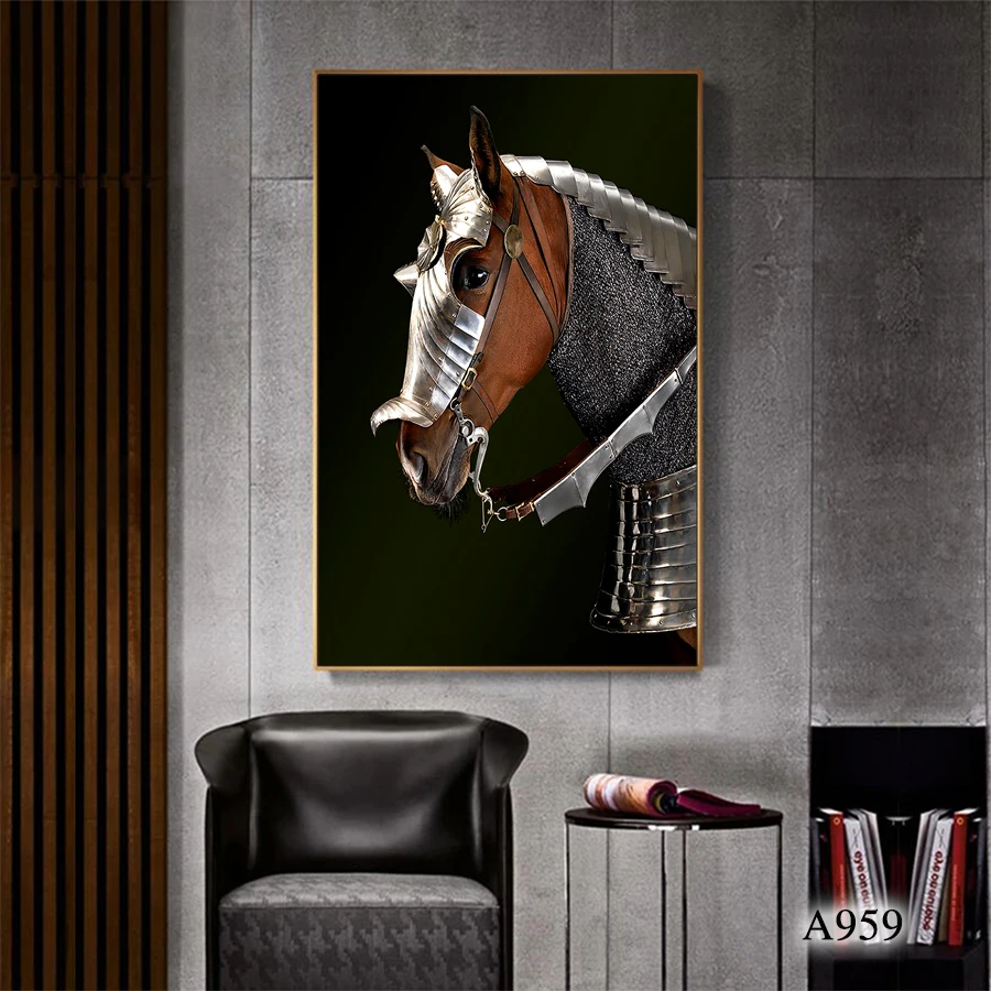 
Morden Wall Art Giclee Print Framed Horse Head Painting Printed Animal Canvas Art Painting 