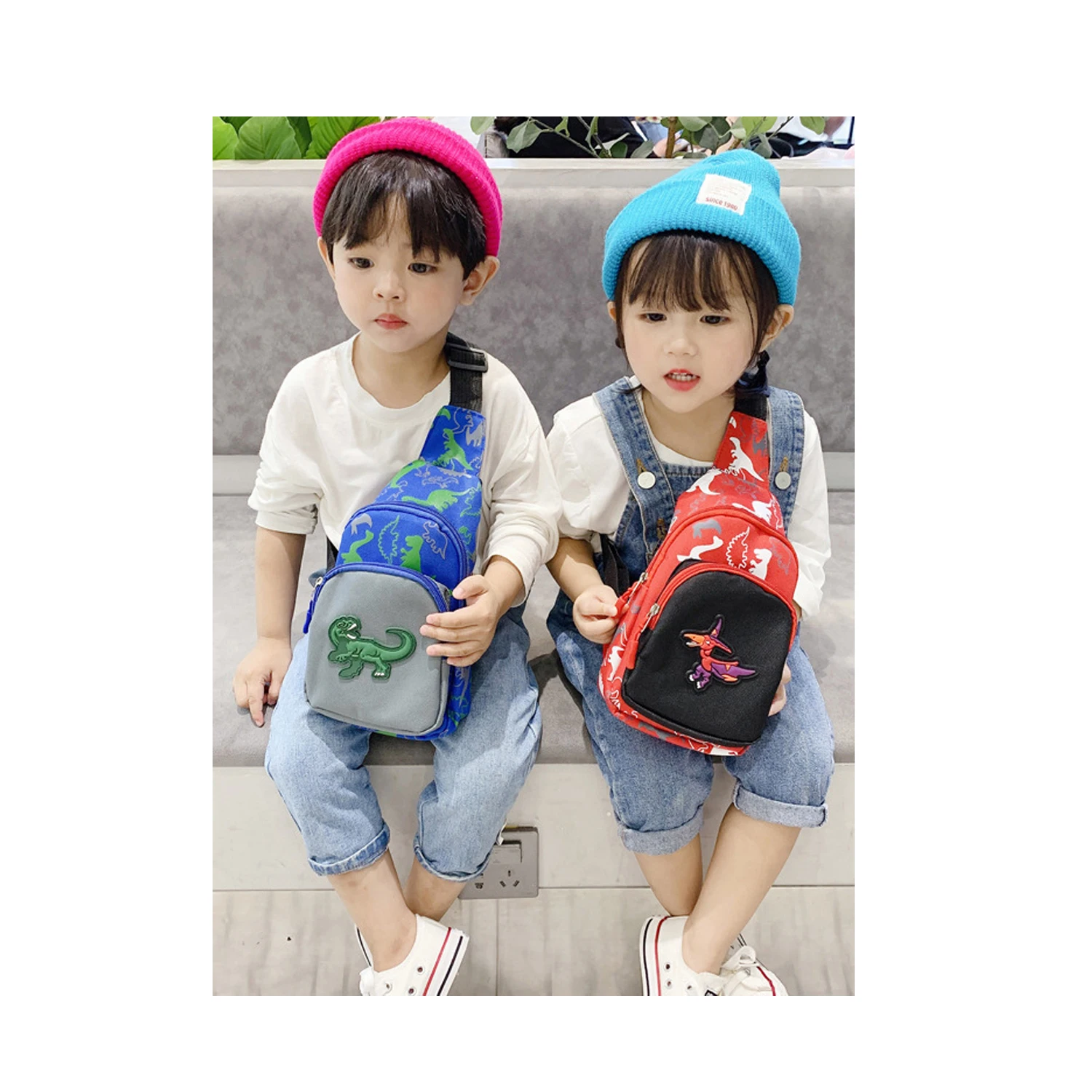 

Wholesale baby boy girls dinosaur crossbody bag kid chest side bags children shouler bag toddler purses, Customized