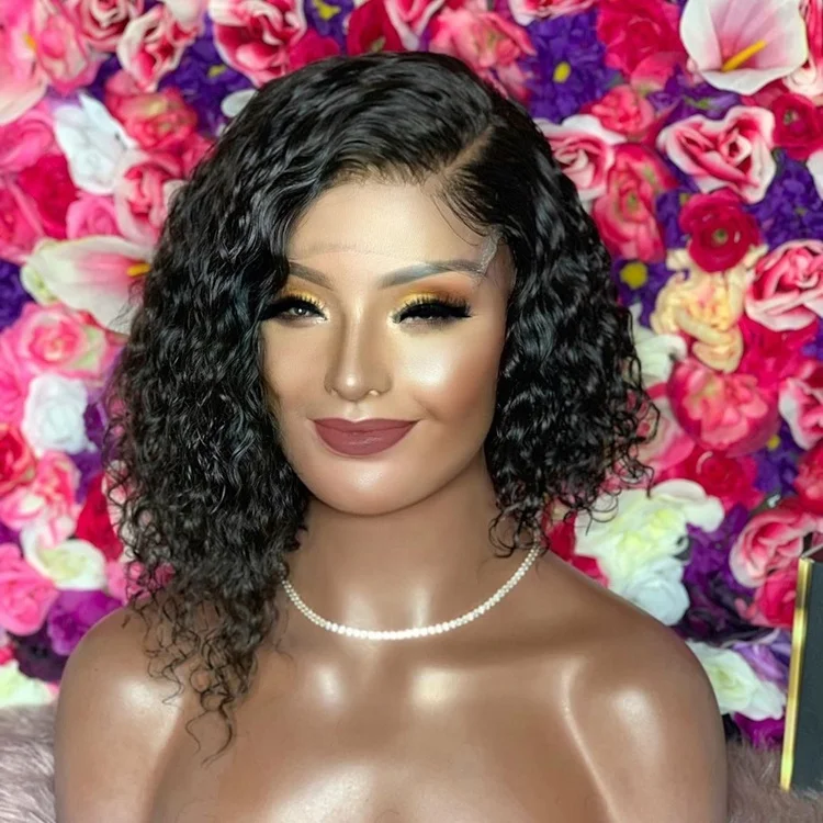 

New Arrival Hot Short Curly Wig Products Side Part Jerry Curly Bob 100% Cuticle Aligned Human Hair Closure Wigs