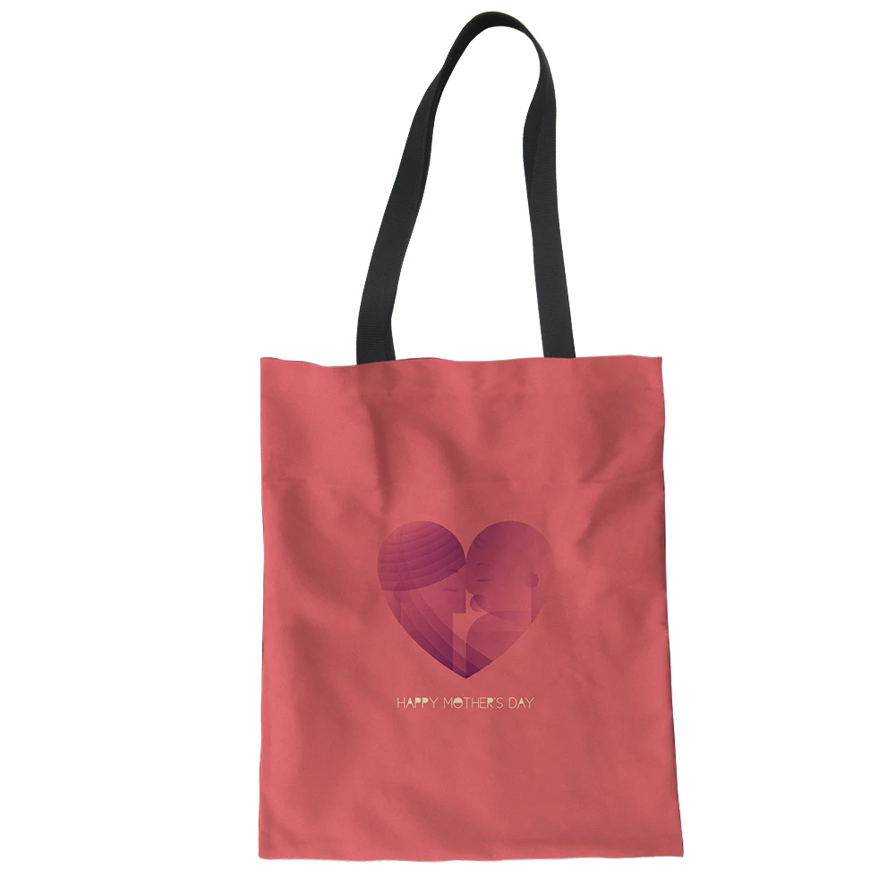 

Tote Bag Cotton Canvas Shopping Happy Mother's Day Cute Heart Print Custom Logo Shopping Bags Printed Shopping Bags Gift for Mom, Customized color