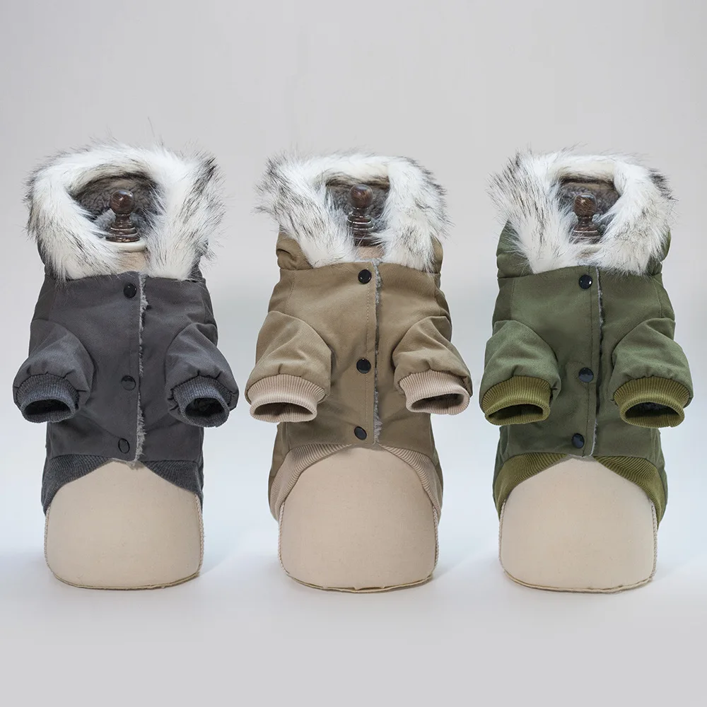 

Wholesale New Autumn Winter Puppy Outfits Military Cotton-padded Amazon Dog Coats Designer Dog Clothes 2021