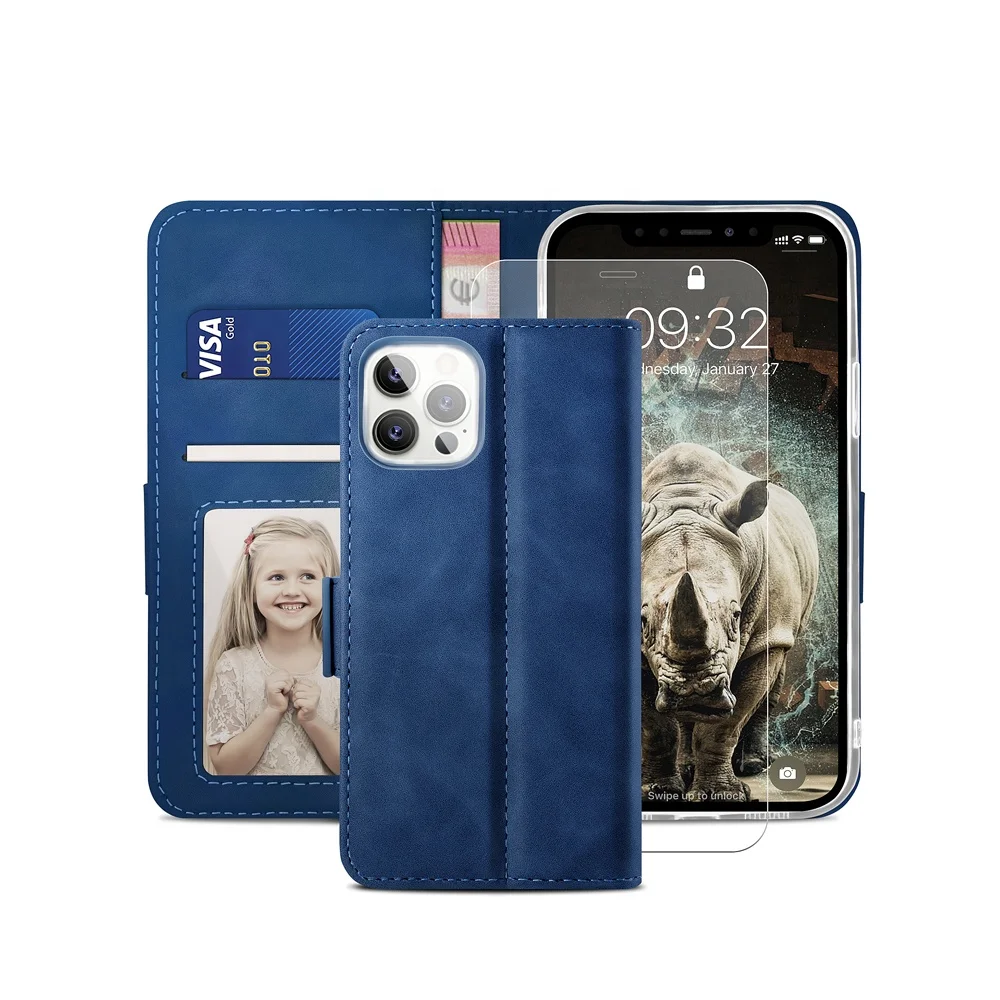 

Wholesale Business Drop Proof Leather Magnetic Wallet Phone Flip Case, Black/blue/light pink